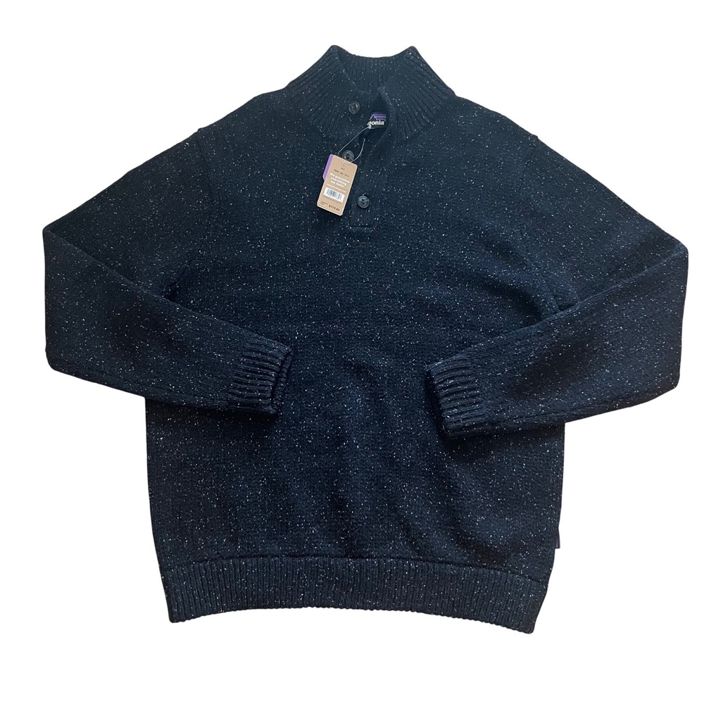 Patagonia‎ Off Country Henley Sweater Mens Lrg Black Flecked Pullover 50595 FA18